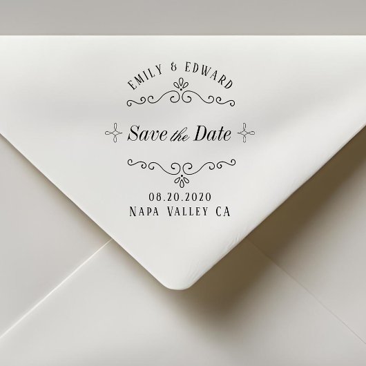 Vlourish Wedding Save the Date Zelfinktende Stempel