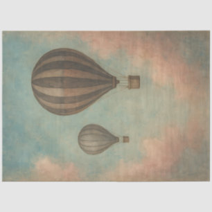 Vlucht Hete Luchtballon Decoupage Dromerig Tissuepapier