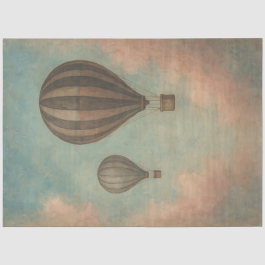 Vlucht Hete Luchtballon Decoupage Dromerig Tissuepapier (Voorkant)