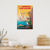 Vlucht naar Australië en Nieuw-Zeeland, zie de wer Poster (Keuken)