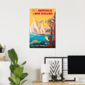 Vlucht naar Australië en Nieuw-Zeeland, zie de wer Poster (Thuiskantoor)