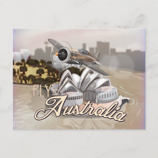  vlucht naar Australië Reisposter Briefkaart (Voorkant)