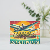 Vlucht naar het paradijs. briefkaart (Staand voorkant)