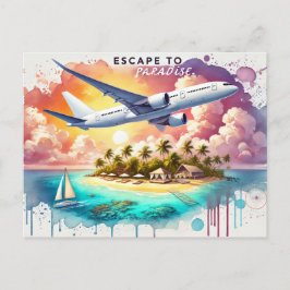 Vlucht naar het paradijs. briefkaart