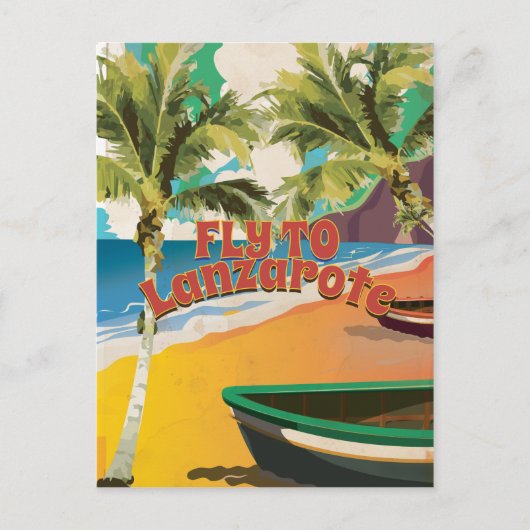 vlucht naar Lanzarote-reisposter Briefkaart (Voorkant)