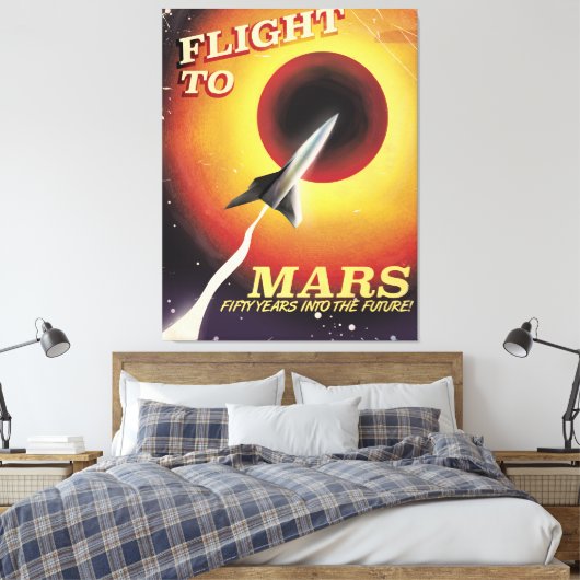 Vlucht naar Mars,  sci-fi poster Canvas Afdruk (Insitu (Slaapkamer))