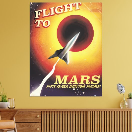 Vlucht naar Mars,  sci-fi poster Canvas Afdruk (Insitu (Woonkamer))
