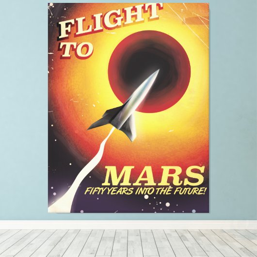 Vlucht naar Mars,  sci-fi poster Canvas Afdruk (Insitu (Houten vloer))