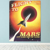 Vlucht naar Mars! vintage sciencefictionposter Canvas Afdruk (Insitu (Houten vloer))