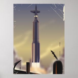 Vlucht naar Mars! vintage sciencefictionposter Poster