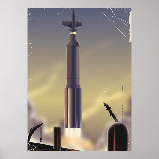 Vlucht naar Mars! vintage sciencefictionposter Poster (Voorkant)