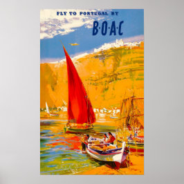 vlucht naar Portugal door B.O.A.C Frank Wootton Poster