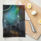 Vlucht van de Corbius Fractal Art Kitchen Towel Theedoek (Quarter Fold)