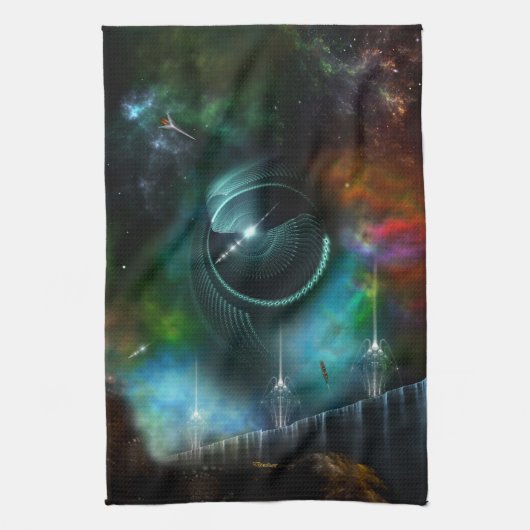 Vlucht van de Corbius Fractal Art Kitchen Towel Theedoek (Verticaal)