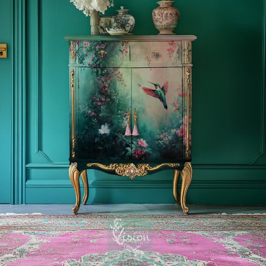 Vlucht van de kolibrie, etherische bloem tissuepapier