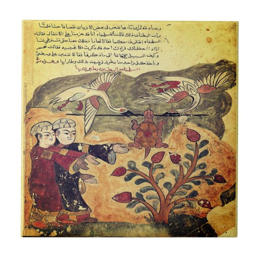 Vlucht van de Schildpad Indiase Renaissance Fabel Tegeltje (Voorkant)