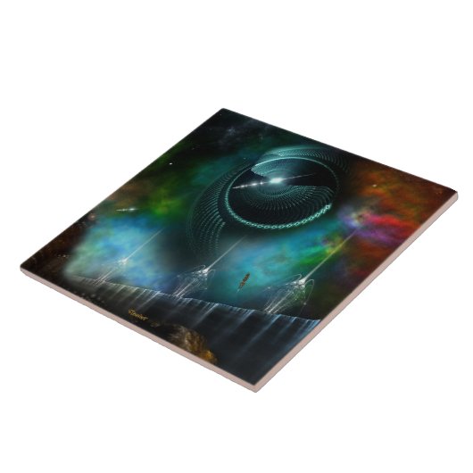 Vlucht van de Tegel van de Corbius Fractal Art Tegeltje (Zijkant)