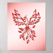 Vlucht van een Phoenix Red op roze Poster (Voorkant)