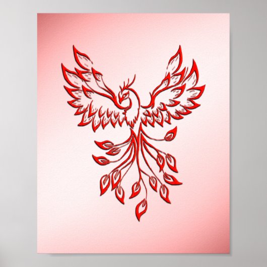Vlucht van een Phoenix Red op roze Poster (Voorkant)