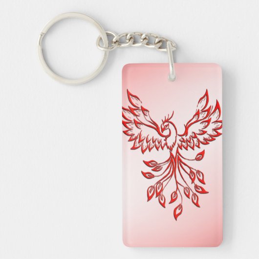 Vlucht van een Phoenix Rood op Roze Sleutelhanger (Voorkant)