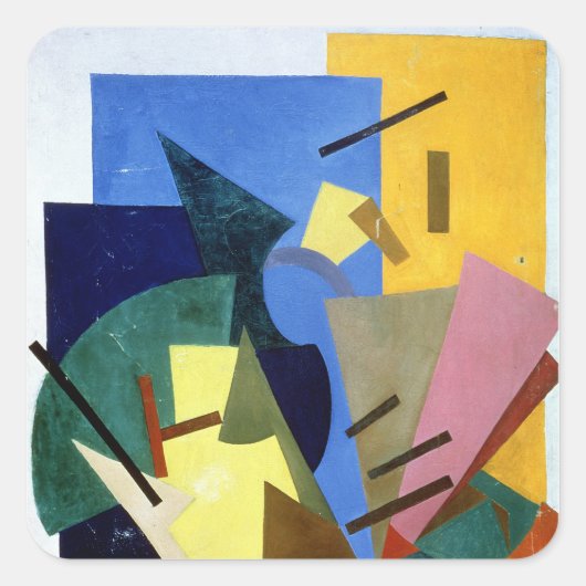 Vlucht van een vliegtuig, 1916 vierkante sticker (Voorkant)