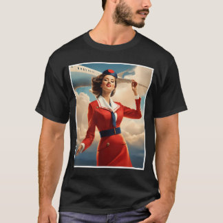 Vlucht van elegantie: Scandinavische stewardess ve T-shirt