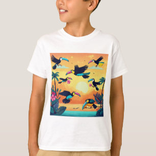 Vlucht van Fancy: Cartoon Toucans Soar T-shirt