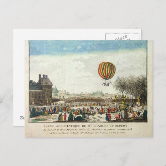 Vlucht van Jacques Charles en Nicholas Robert Briefkaart (Voorkant / Achterkant)