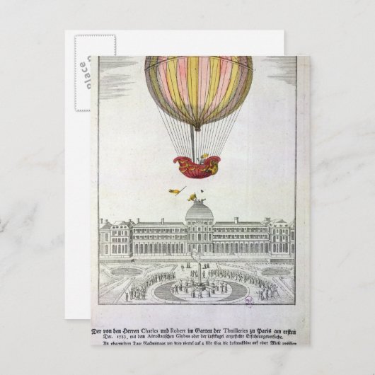 Vlucht van Jacques Charles en Nicholas Robert Briefkaart (Voorkant / Achterkant)