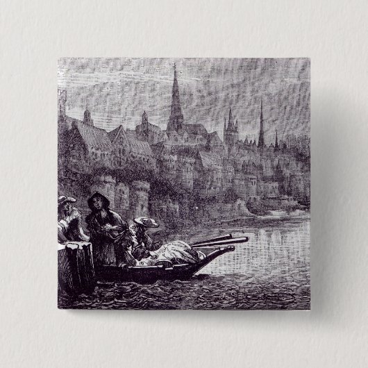 Vlucht van King James Vierkante Button 5,1 Cm (Voorkant)