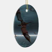 Vlucht van rode dragons over het Zee Keramisch Ornament (Rechts)