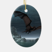 Vlucht van rode dragons over het Zee Keramisch Ornament (Achterkant)