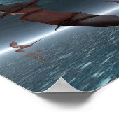 Vlucht van rode dragons over het Zee Poster (Hoek)