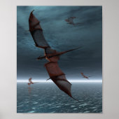 Vlucht van rode dragons over het Zee Poster (Voorkant)