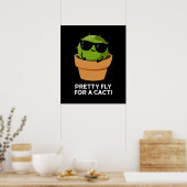 vlucht voor een Cacti Funny Cactus Pun Dark BG Poster (Keuken)