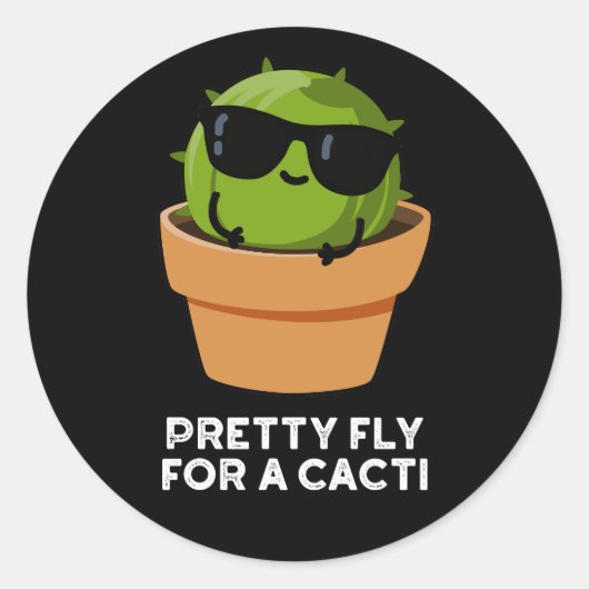  vlucht voor een Cacti Funny Cactus Pun Dark BG Ronde Sticker (Voorkant)
