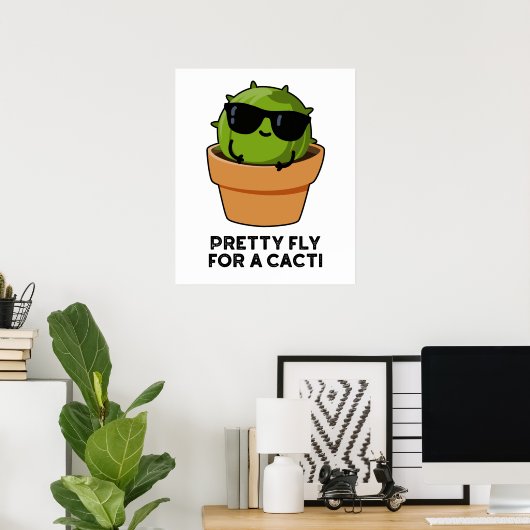 vlucht voor een Cacti Funny Cactus Pun Poster (Thuiskantoor)