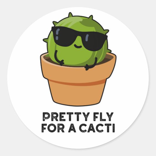 vlucht voor een Cacti Funny Cactus Pun Ronde Sticker (Voorkant)