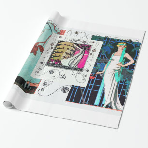 VLUCHTBAAR VOGELS / NACHTE ROOS ART DECO BEAUTY MO CADEAUPAPIER