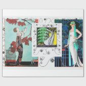 VLUCHTBAAR VOGELS / NACHTE ROOS ART DECO BEAUTY MO CADEAUPAPIER (Vlak)