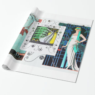 VLUCHTBAAR VOGELS / NACHTE ROOS ART DECO BEAUTY MO CADEAUPAPIER