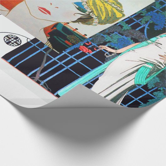 VLUCHTBAAR VOGELS / NACHTE ROOS ART DECO BEAUTY MO CADEAUPAPIER (Hoek)