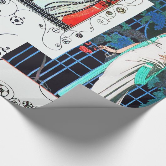 VLUCHTBAAR VOGELS / NACHTE ROOS ART DECO BEAUTY MO CADEAUPAPIER (Hoek)