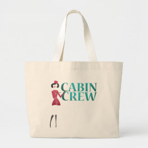 Vluchtbegeleider met typografie van cabinepersonee grote tote bag