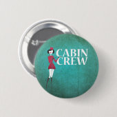 Vluchtbegeleider met typografie van cabinepersonee ronde button 5,7 cm (Voorkant /achterkant)