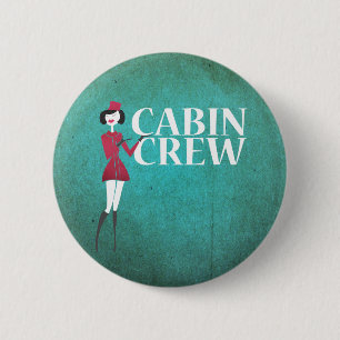Vluchtbegeleider met typografie van cabinepersonee ronde button 5,7 cm
