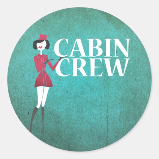 Vluchtbegeleider met typografie van cabinepersonee ronde sticker (Voorkant)
