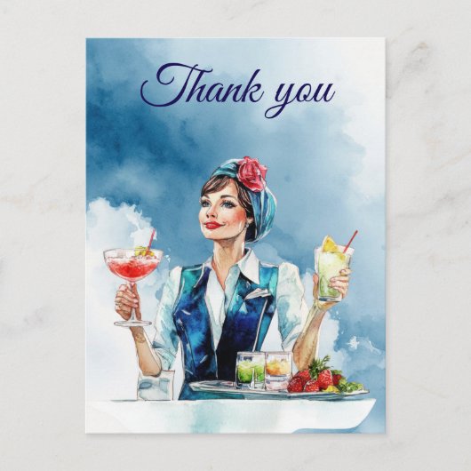 Vluchtbegeleiding Air Hostess Dank je Briefkaart (Voorkant)