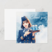Vluchtbegeleiding Air Hostess serveert drankjes Bedankkaart (Voorkant / Achterkant)