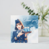 Vluchtbegeleiding Air Hostess serveert drankjes Bedankkaart (Staand voorkant)
